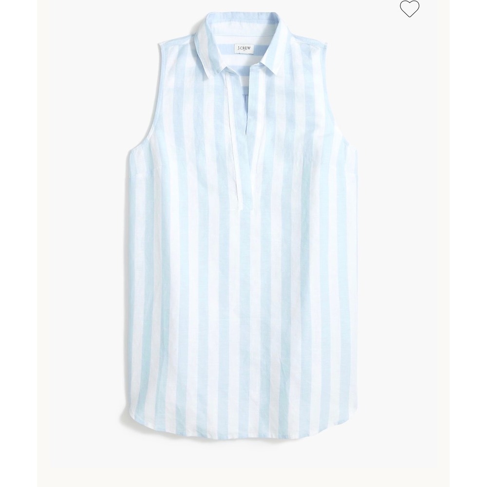 J.Crew Womens Blue White Striped Linen Cotton Sleeveless Tank Top Size Medium